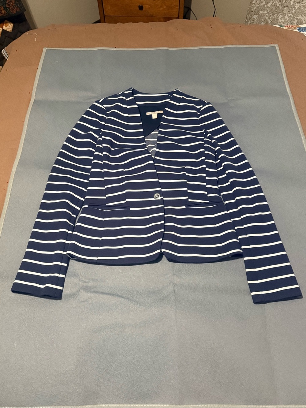 Banana Republic Striped Navy & White Women's Blazer Jacket